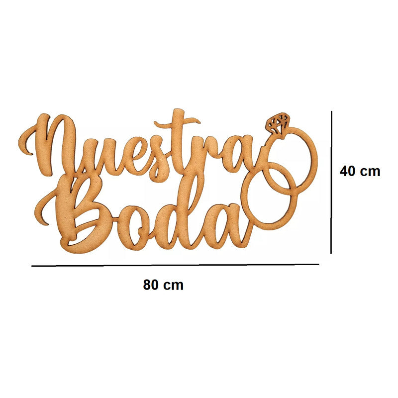 Letrero Nuestra Boda Diamante 80x40cm Madera Mdf Decoracion