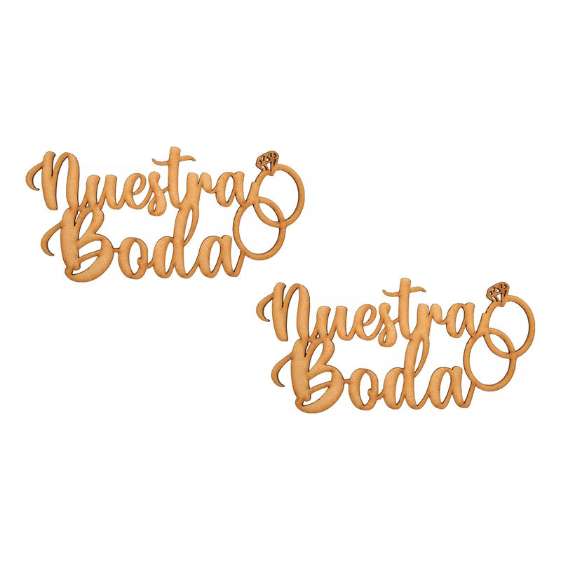 Letrero Nuestra Boda Diamante 80x40cm Madera Mdf Decoracion