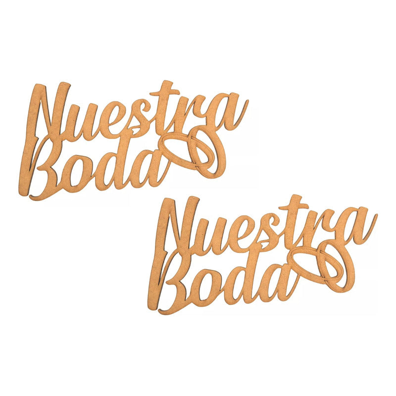 Letrero Nuestra Boda 80x40cm Mdf Decoracion Fiesta Anillos